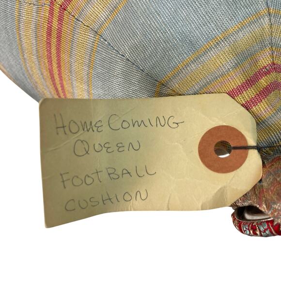 Rare Vintage Mackenzie Childs Bolster Homecoming Queen Football Cushion Pillow - Picture 9 of 13